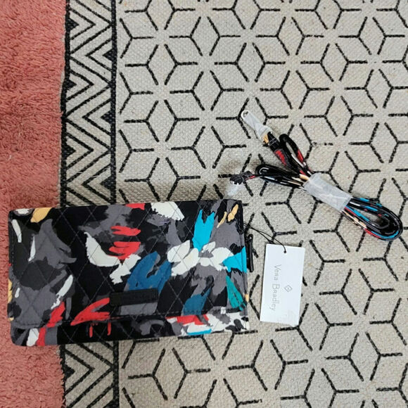 VERA BRADLEY WALLET CROSSBODY IN SPLASH FLORAL - Picture 1 of 10